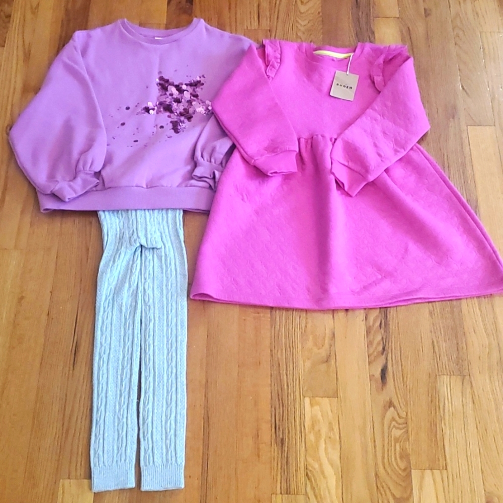 Boden Heart Sweashirt Dress size 6-7Y set